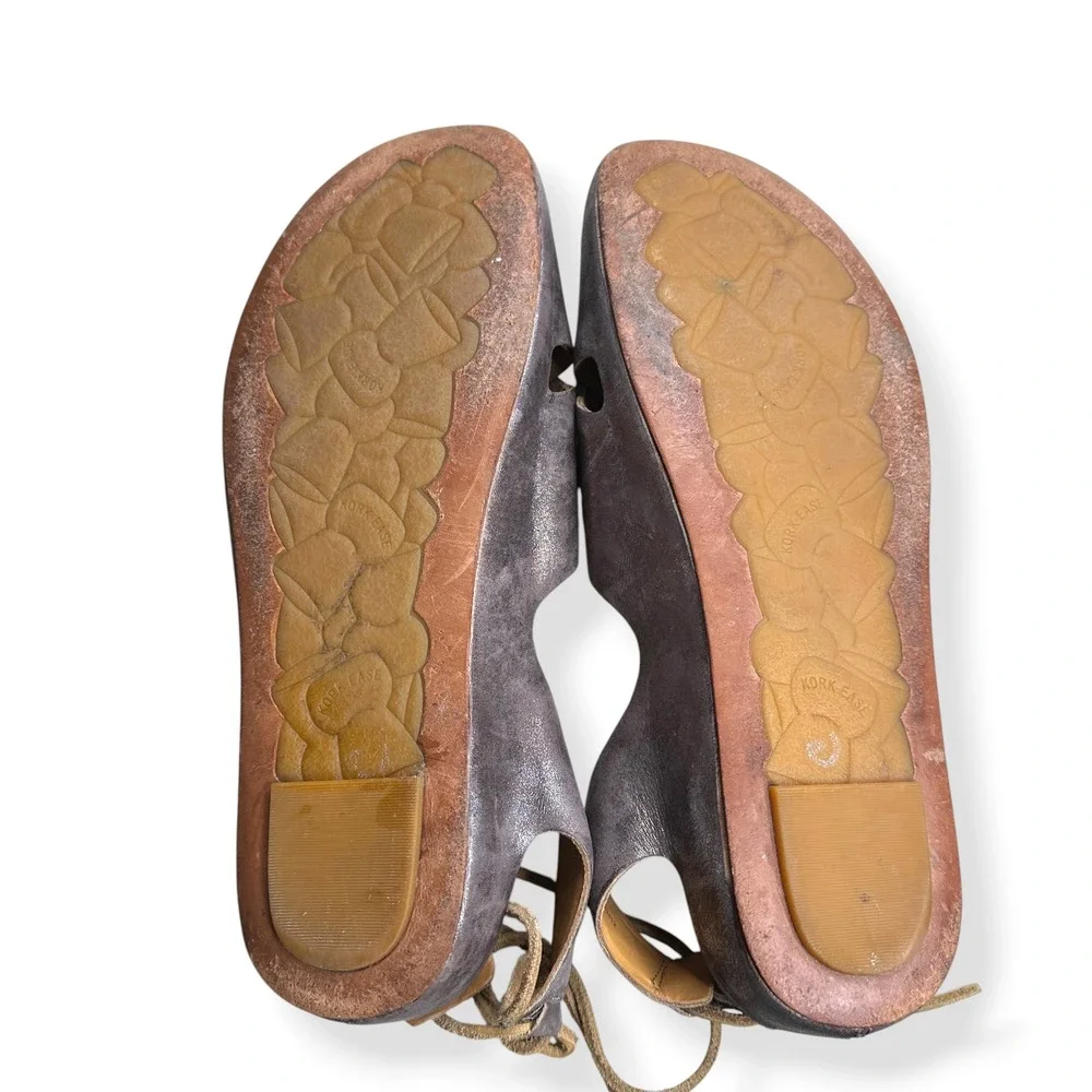 Kork-Ease Rebecca Sandal Metallic Leather‎ Pewter Boho Festival Womens 10/42